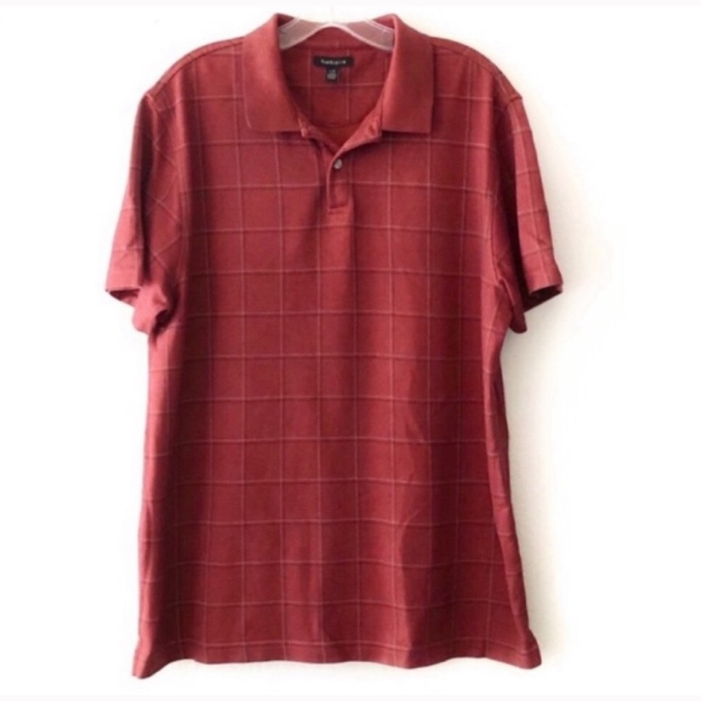 VAN HUESEN checker cotton pique polo Men’s rust